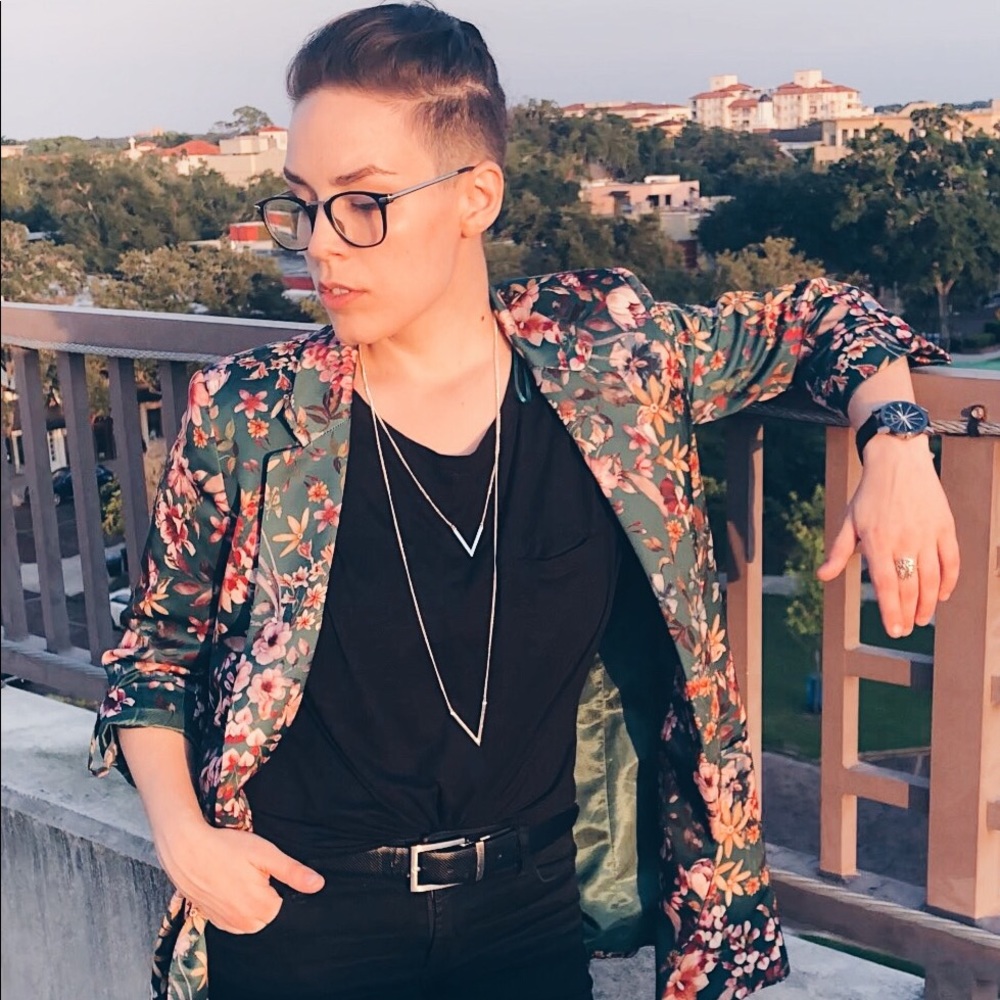 Green floral blazer